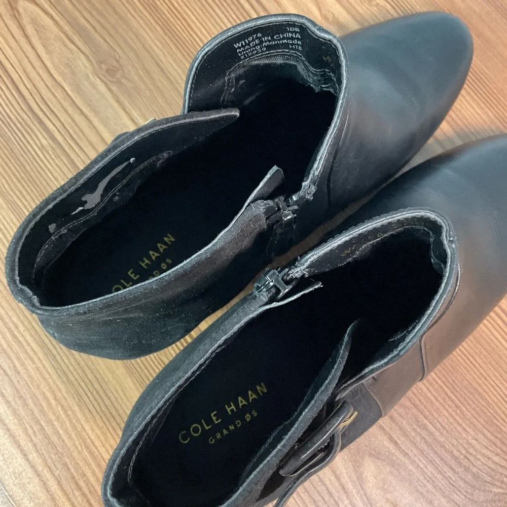 Cole Haan Black Ankle Boots with Buckle Detail size 10